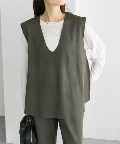 彈力V領針織背心