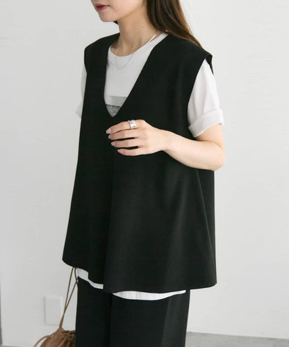 彈力V領針織背心