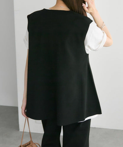 彈力V領針織背心