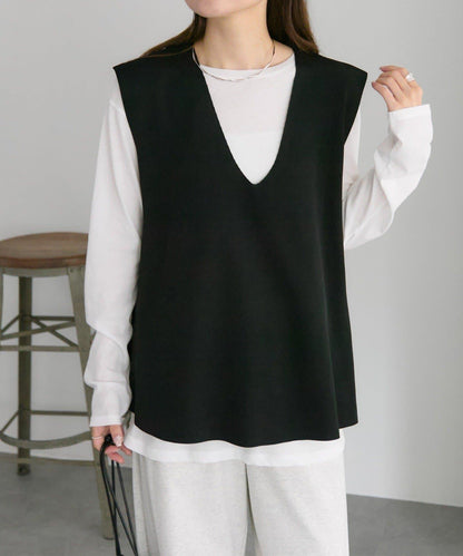 彈力V領針織背心