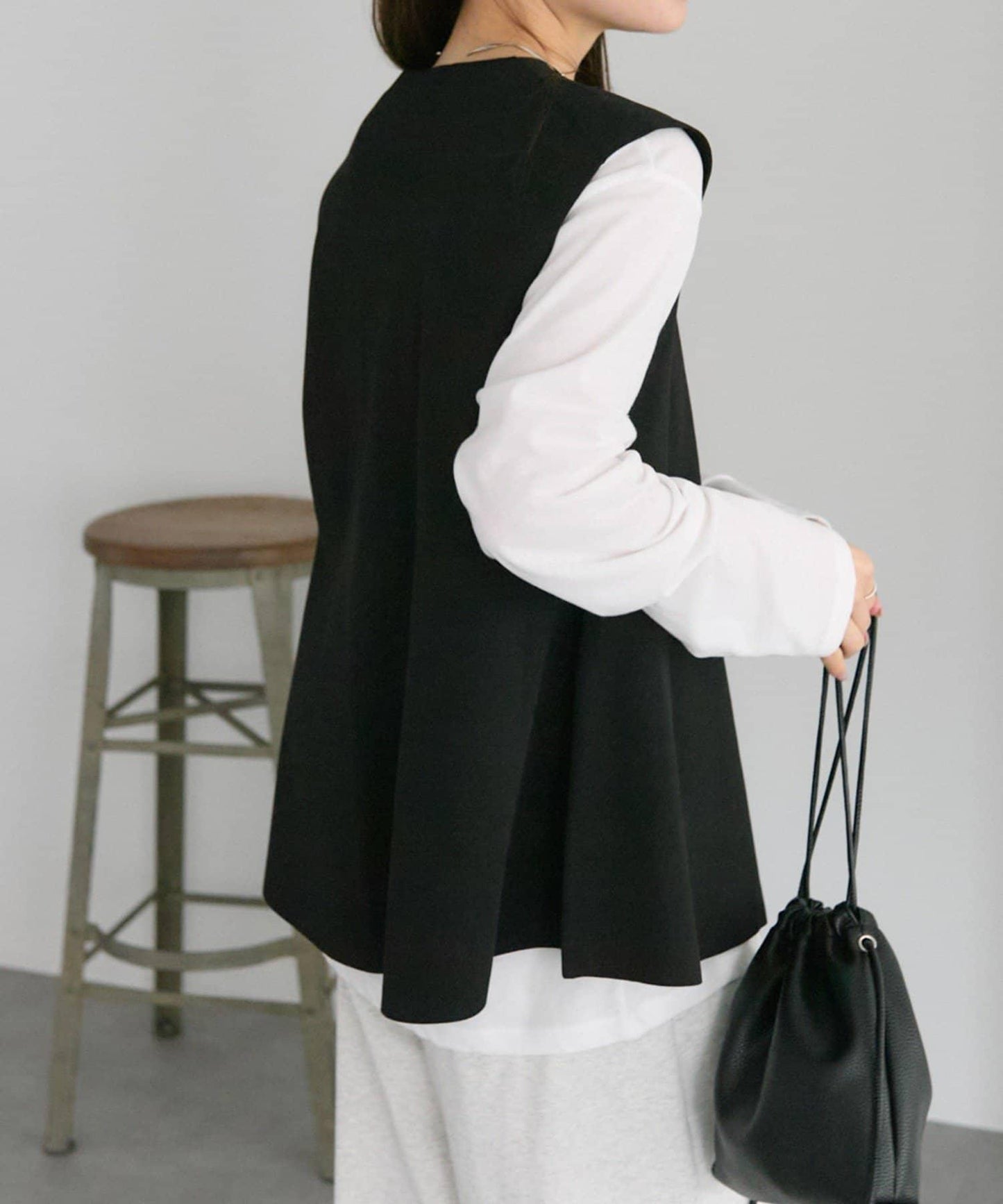 彈力V領針織背心