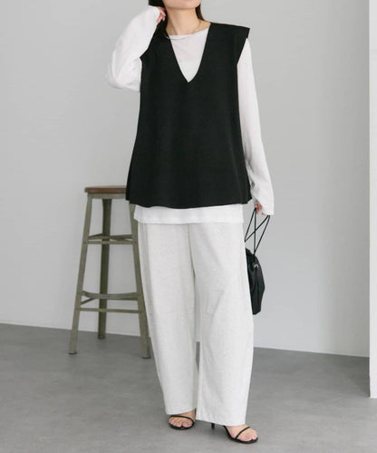 彈力V領針織背心