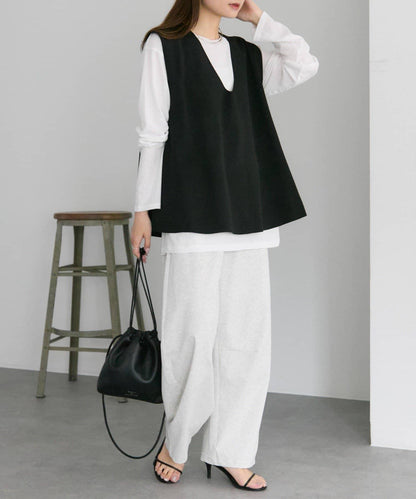 彈力V領針織背心