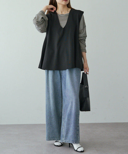 彈力V領針織背心