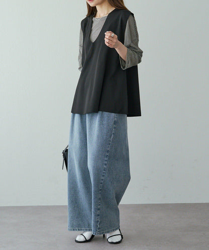 彈力V領針織背心