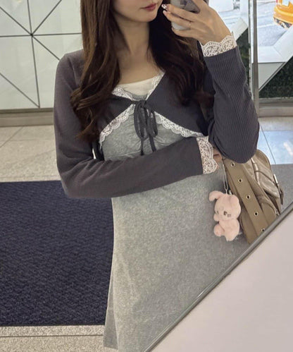 【超值套裝商品】【RMAF】短款開衫×吊帶連衣裙