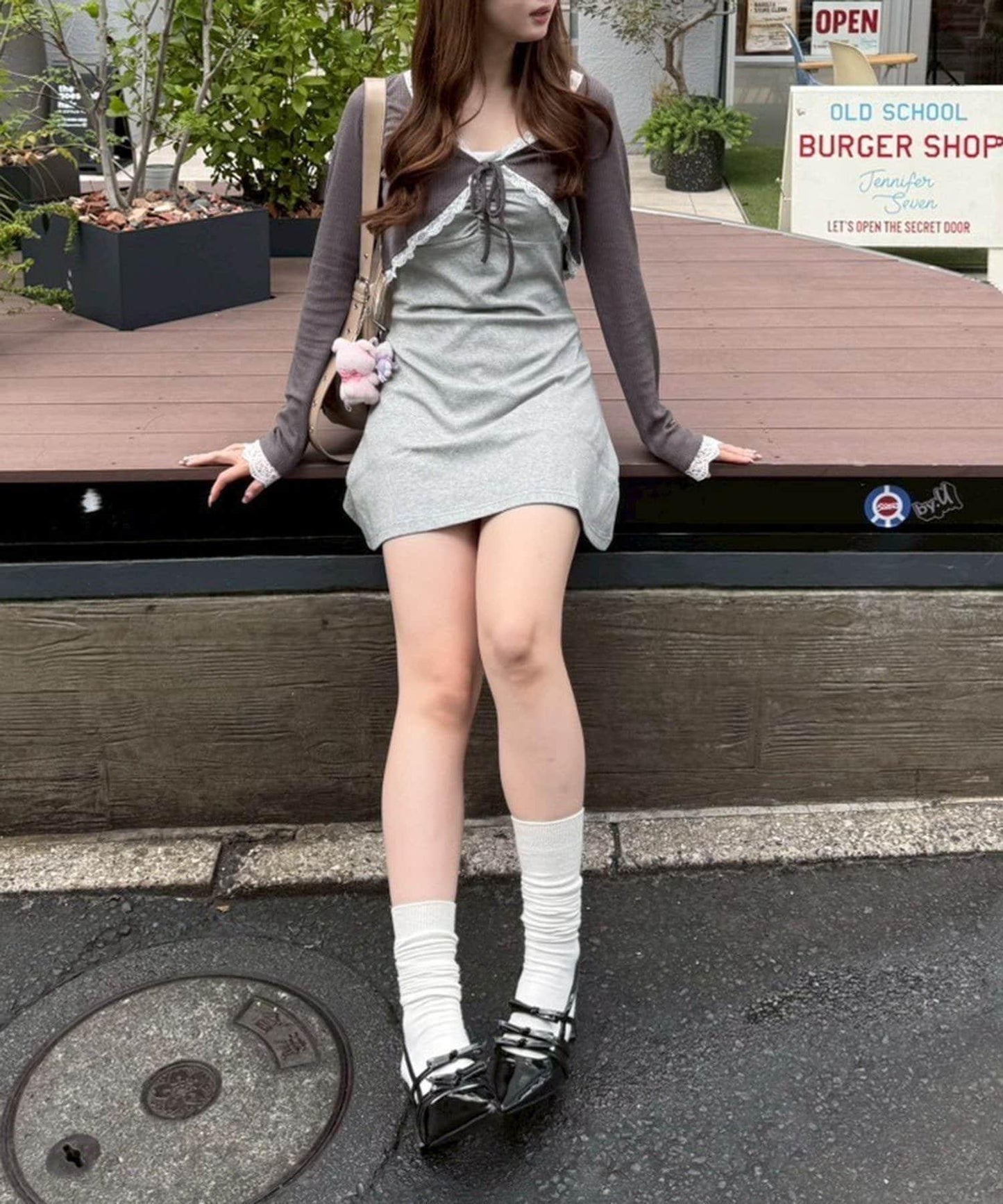 【超值套裝商品】【RMAF】短款開衫×吊帶連衣裙