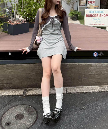 【超值套裝商品】【RMAF】短款開衫×吊帶連衣裙