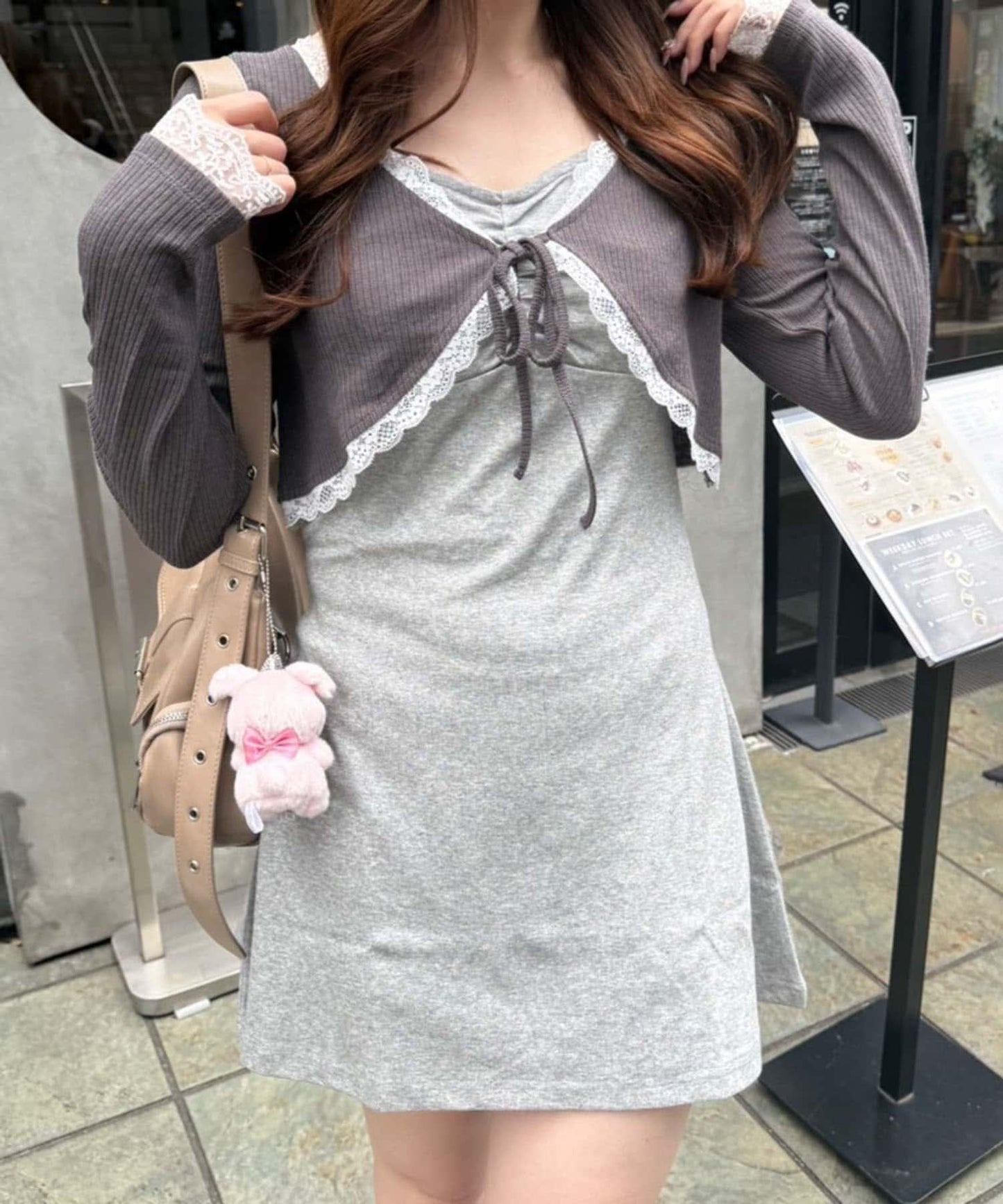 【超值套裝商品】【RMAF】短款開衫×吊帶連衣裙