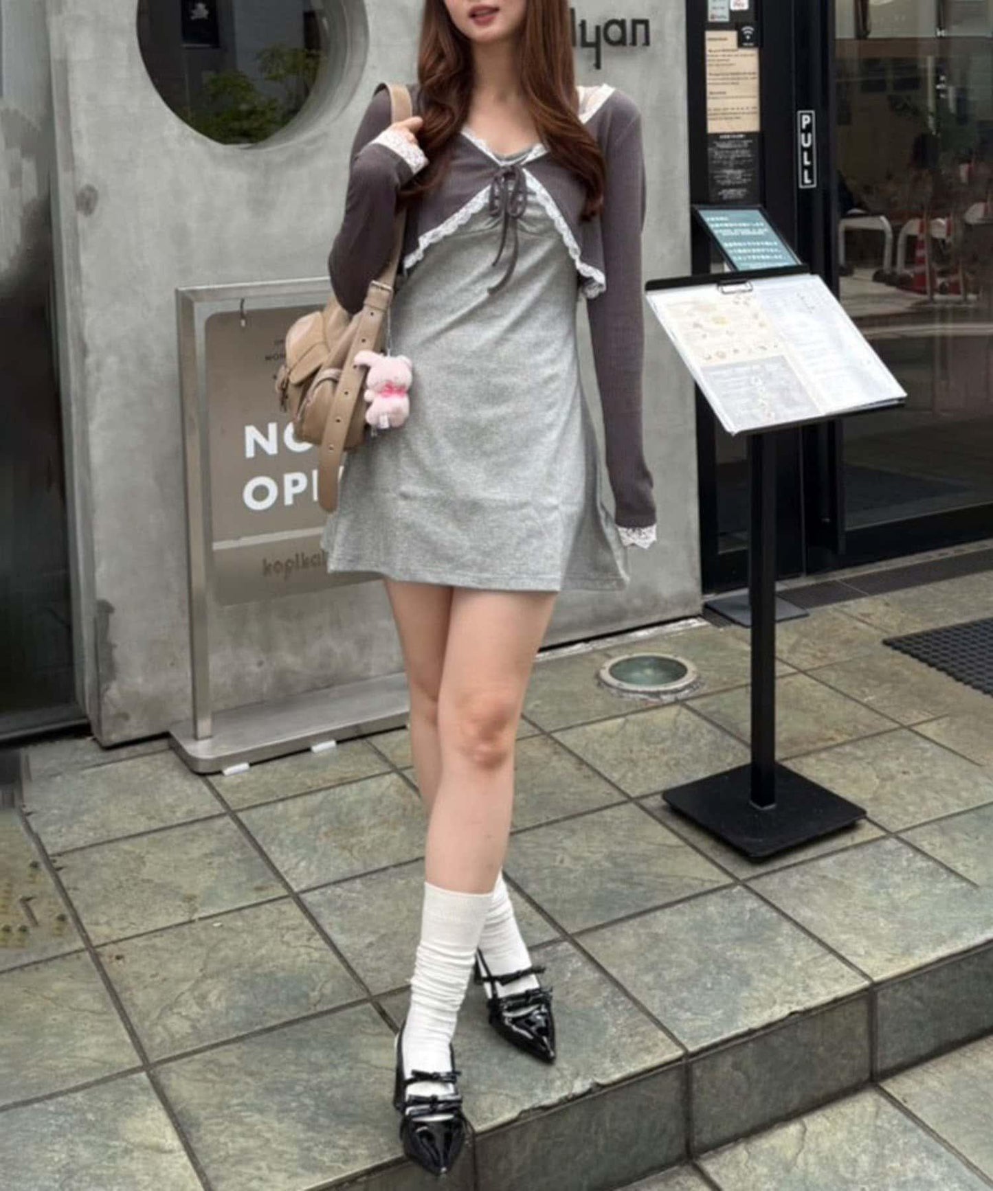 【超值套裝商品】【RMAF】短款開衫×吊帶連衣裙