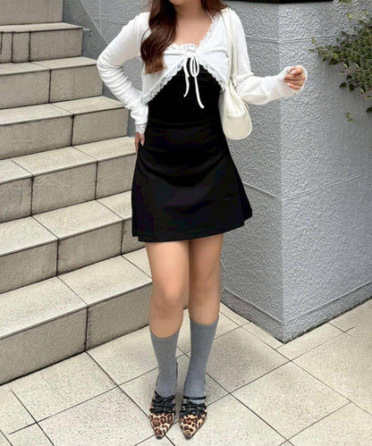 【超值套裝商品】【RMAF】短款開衫×吊帶連衣裙