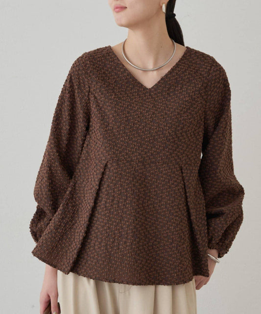 【Loungedress】提花荷葉邊下襬上衣