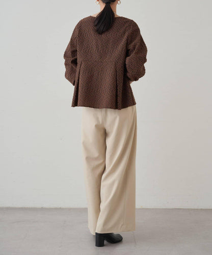 【Loungedress】提花荷葉邊下襬上衣