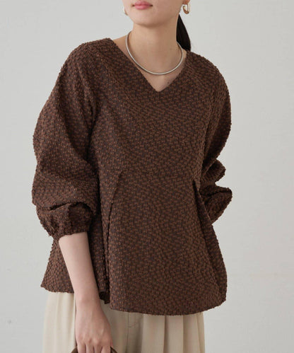 【Loungedress】提花荷葉邊下襬上衣