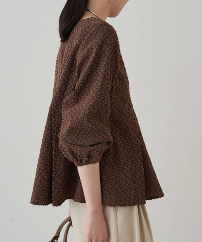 【Loungedress】提花荷葉邊下襬上衣