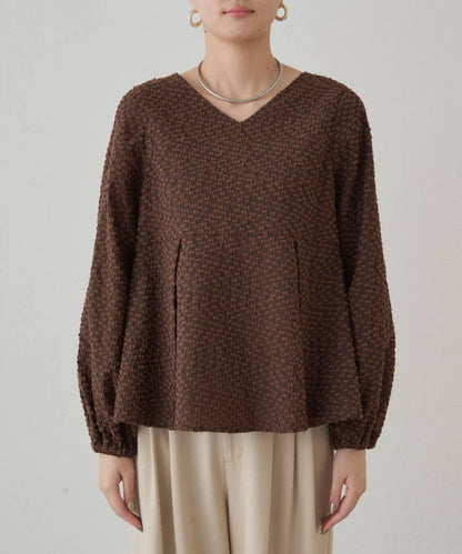 【Loungedress】提花荷葉邊下襬上衣