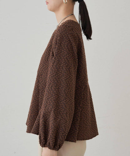 【Loungedress】提花荷葉邊下襬上衣