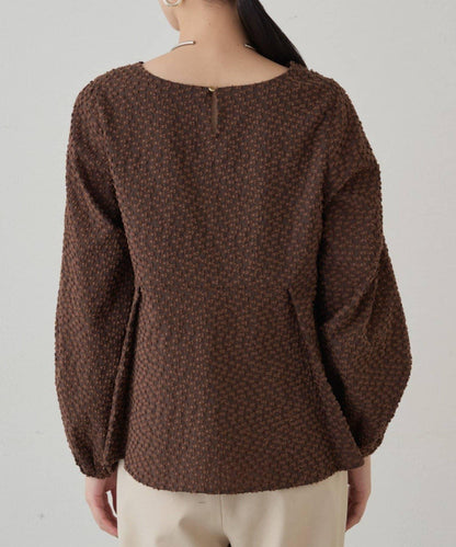 【Loungedress】提花荷葉邊下襬上衣