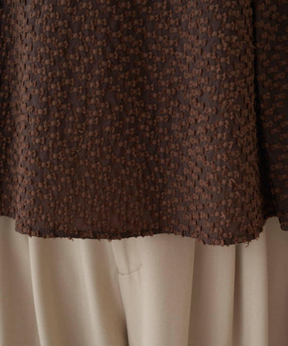 【Loungedress】提花荷葉邊下襬上衣