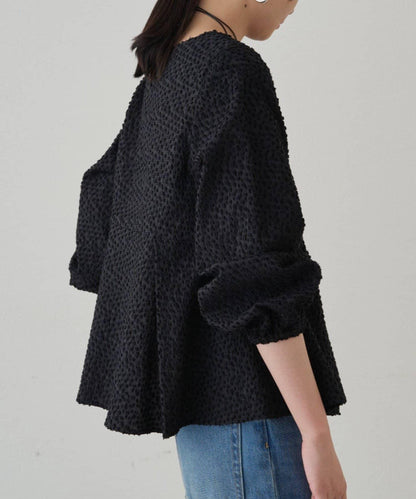 【Loungedress】提花荷葉邊下襬上衣