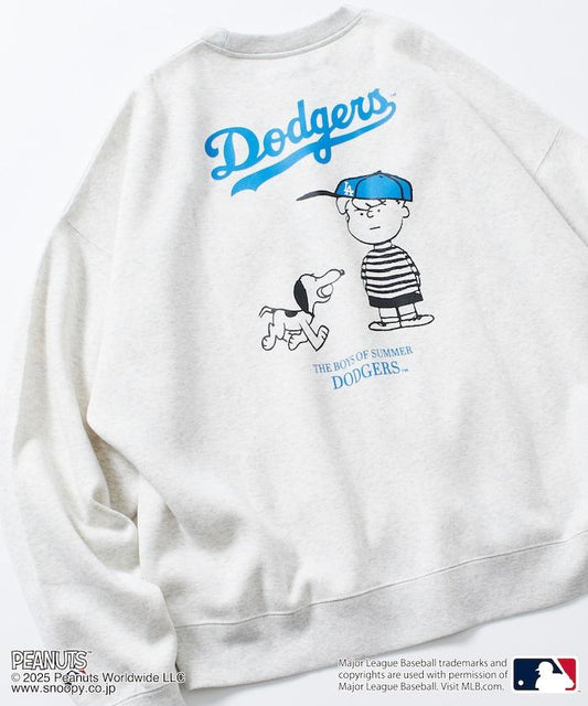 MLB×《PEANUTS》特別款寬鬆版型背部印花圓領衛衣 / Dodgers
