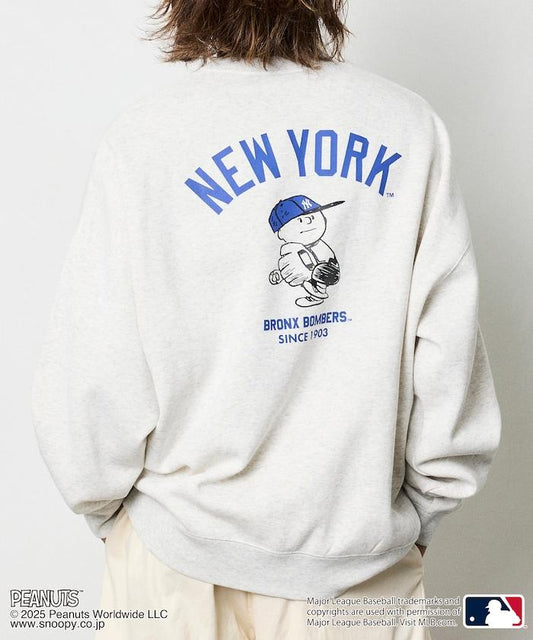 MLB×《PEANUTS》特別款寬鬆版型背部印花圓領衛衣/YANKEES