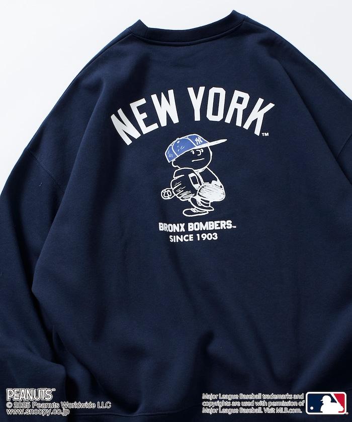 MLB×《PEANUTS》特別款寬鬆版型背部印花圓領衛衣/YANKEES