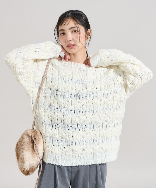 斯拉夫風格麻花針織套頭衫