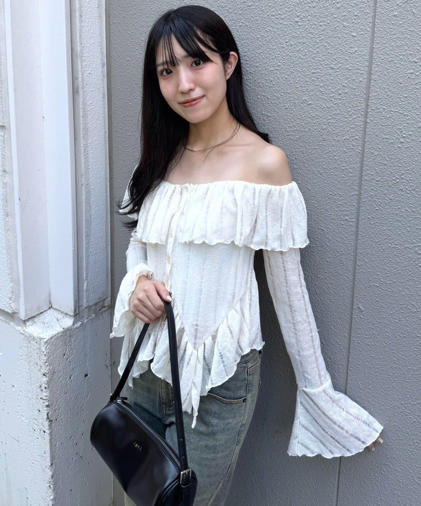 【mystic】[mline]層疊一字肩襯衫