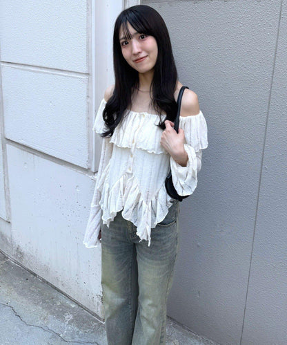 【mystic】[mline]層疊一字肩襯衫