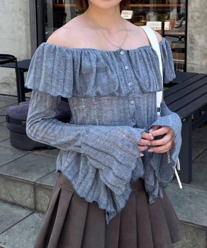 【mystic】[mline]層疊一字肩襯衫