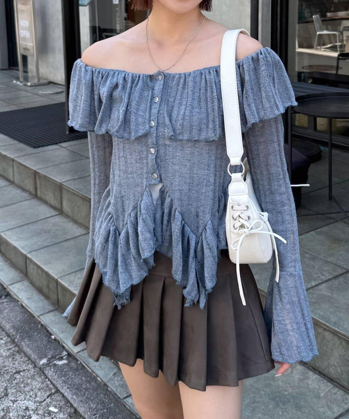 【mystic】[mline]層疊一字肩襯衫