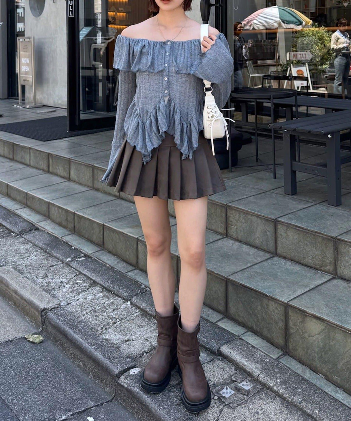 【mystic】[mline]層疊一字肩襯衫