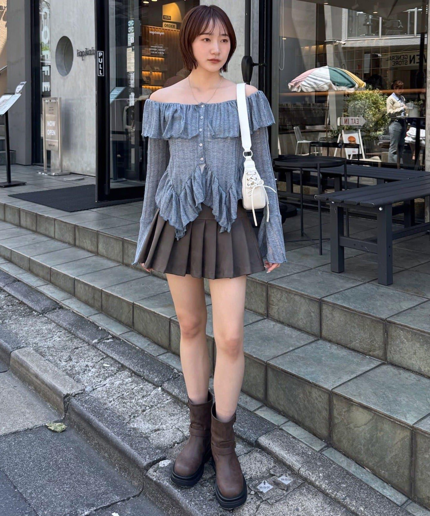 【mystic】[mline]層疊一字肩襯衫