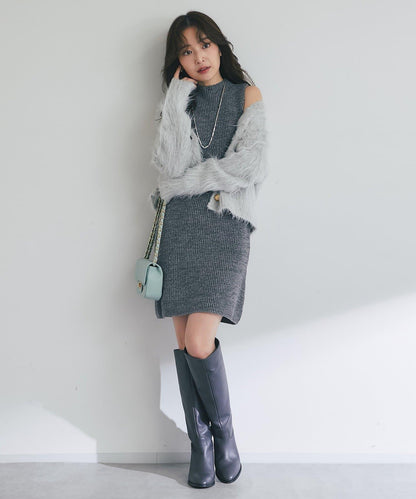 【全骨架推薦最強針織衫】長毛羽短款開衫