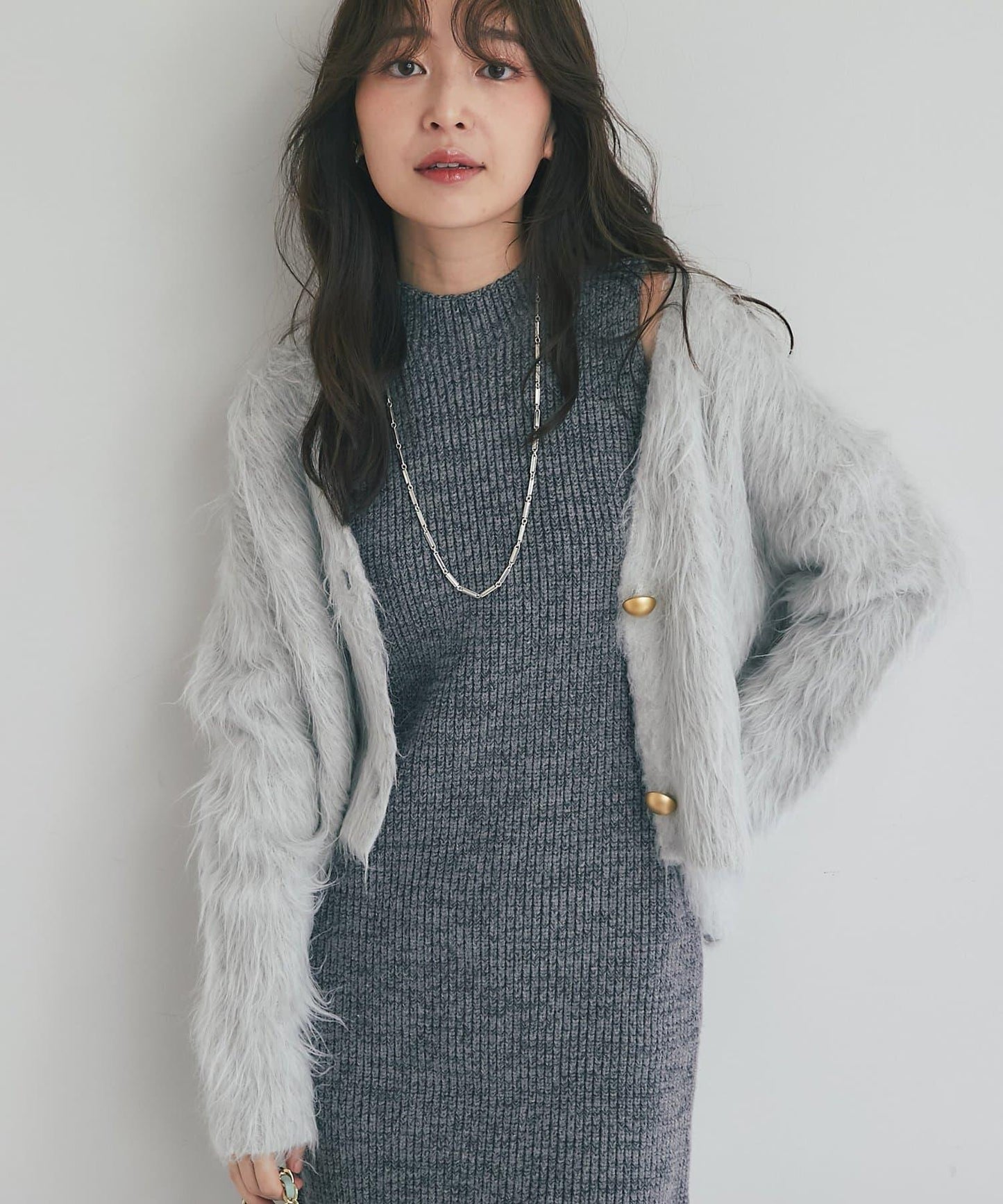 【全骨架推薦最強針織衫】長毛羽短款開衫