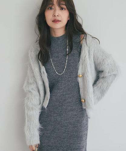 【全骨架推薦最強針織衫】長毛羽短款開衫
