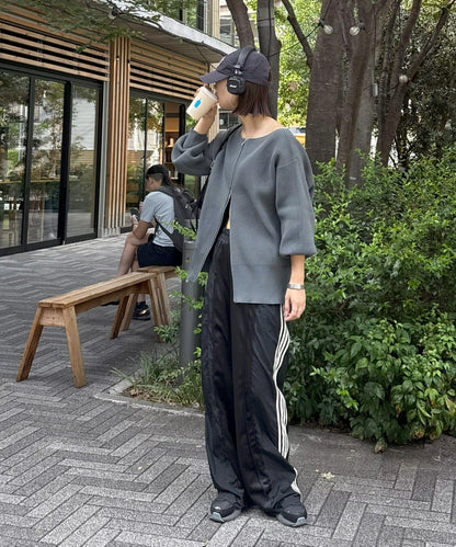 【パルクロ限定】（yumi企畫）多穿法雙拉鍊針織開衫