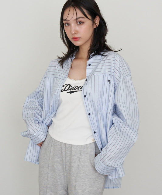 【RAY CASSIN】胸部刺繡寬鬆襯衫