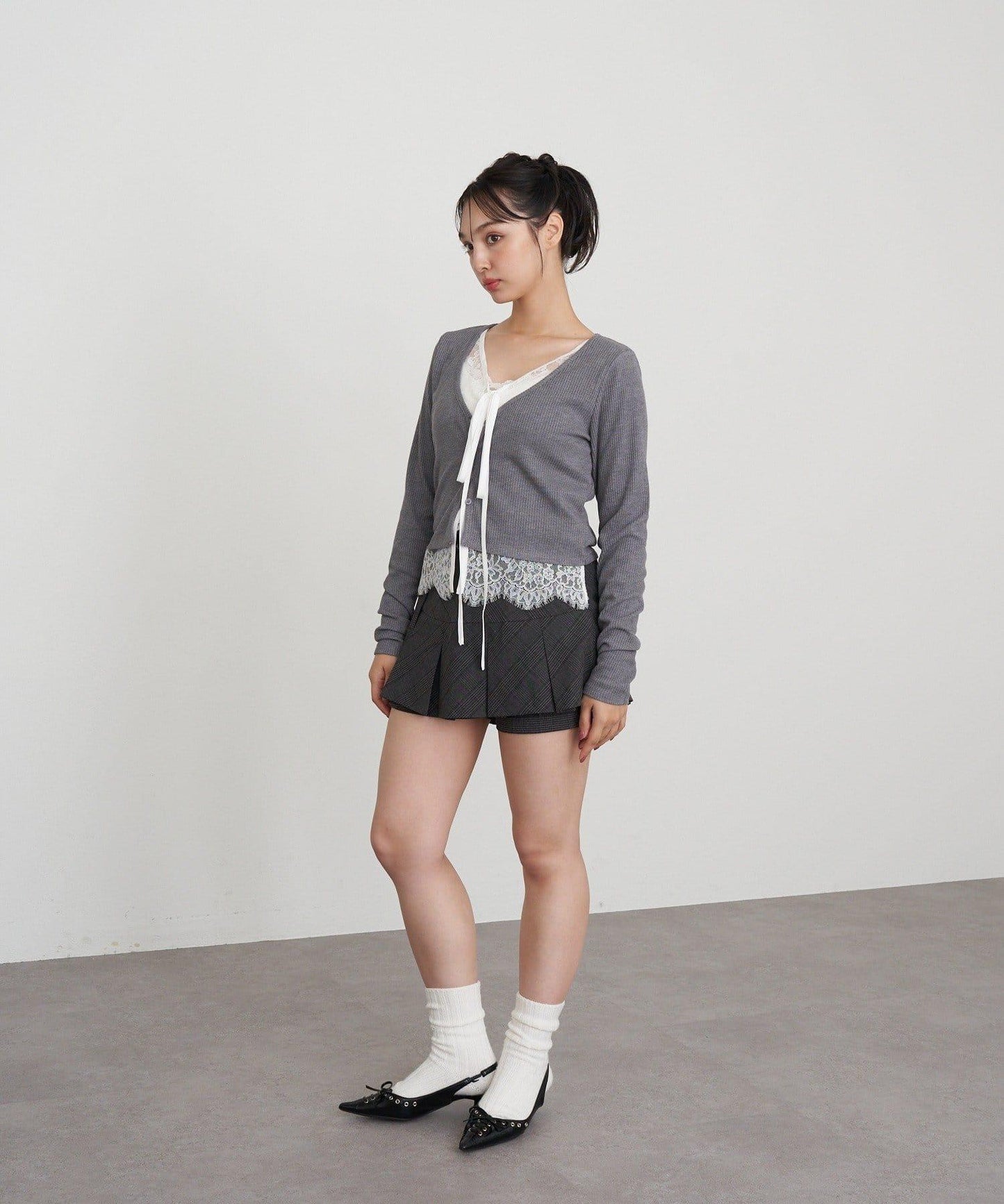 帶腰帶盒褶裙褲