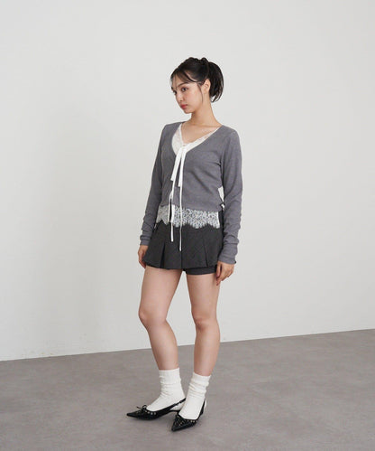 帶腰帶盒褶裙褲