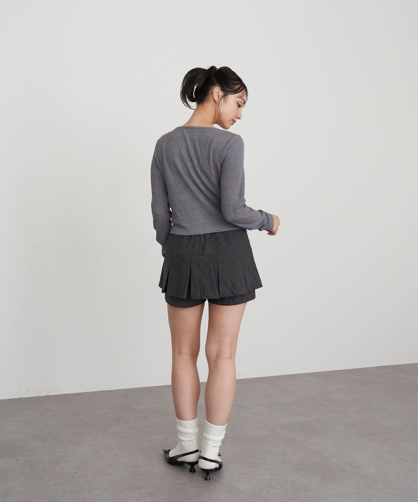 帶腰帶盒褶裙褲