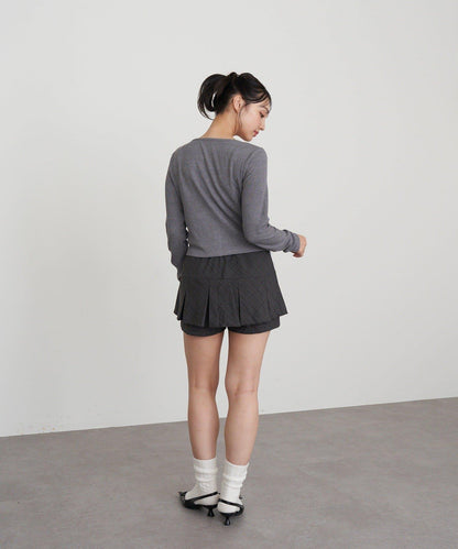 帶腰帶盒褶裙褲