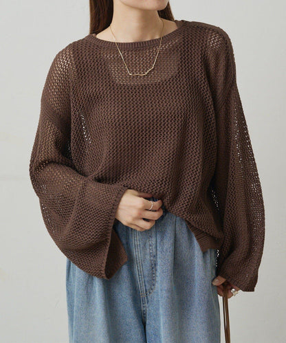 寬鬆袖網眼針織衫