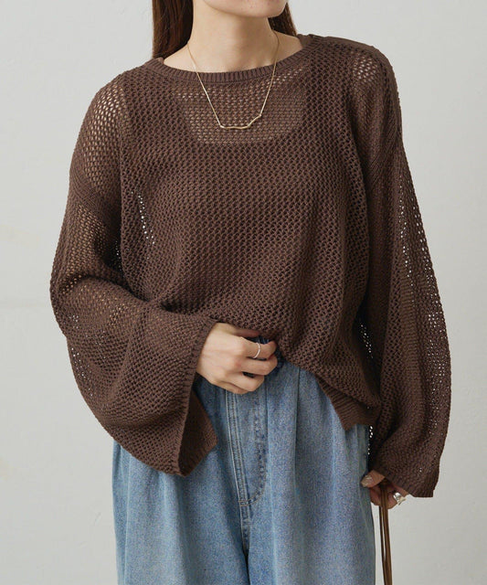 寬鬆袖網眼針織衫