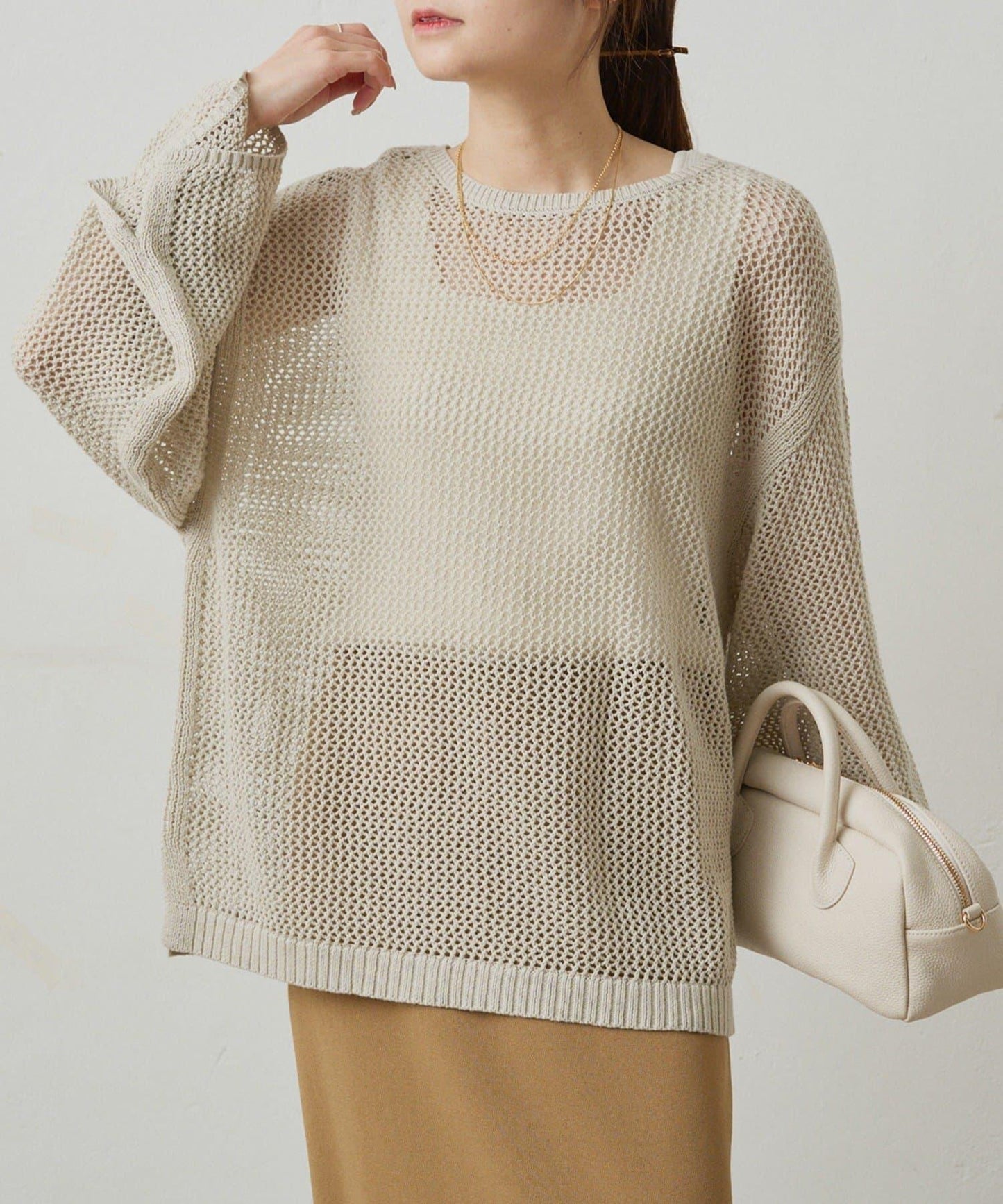 寬鬆袖網眼針織衫