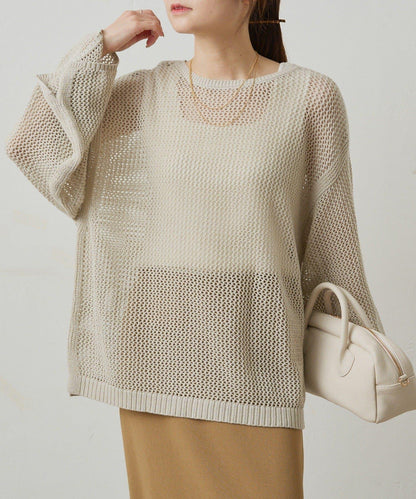 寬鬆袖網眼針織衫