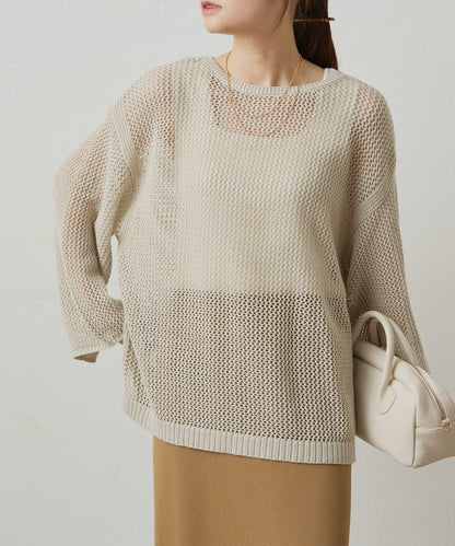 寬鬆袖網眼針織衫