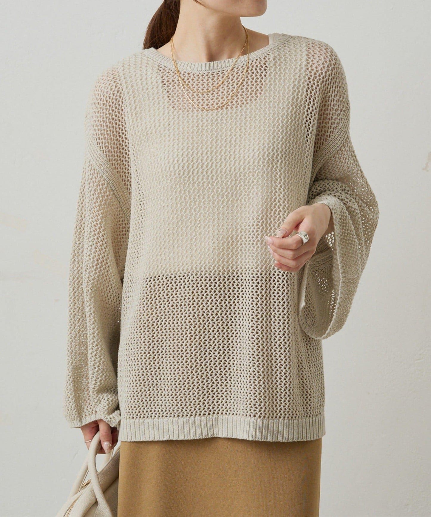 寬鬆袖網眼針織衫