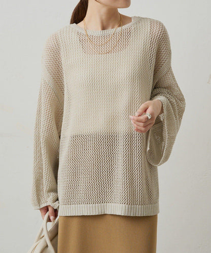 寬鬆袖網眼針織衫